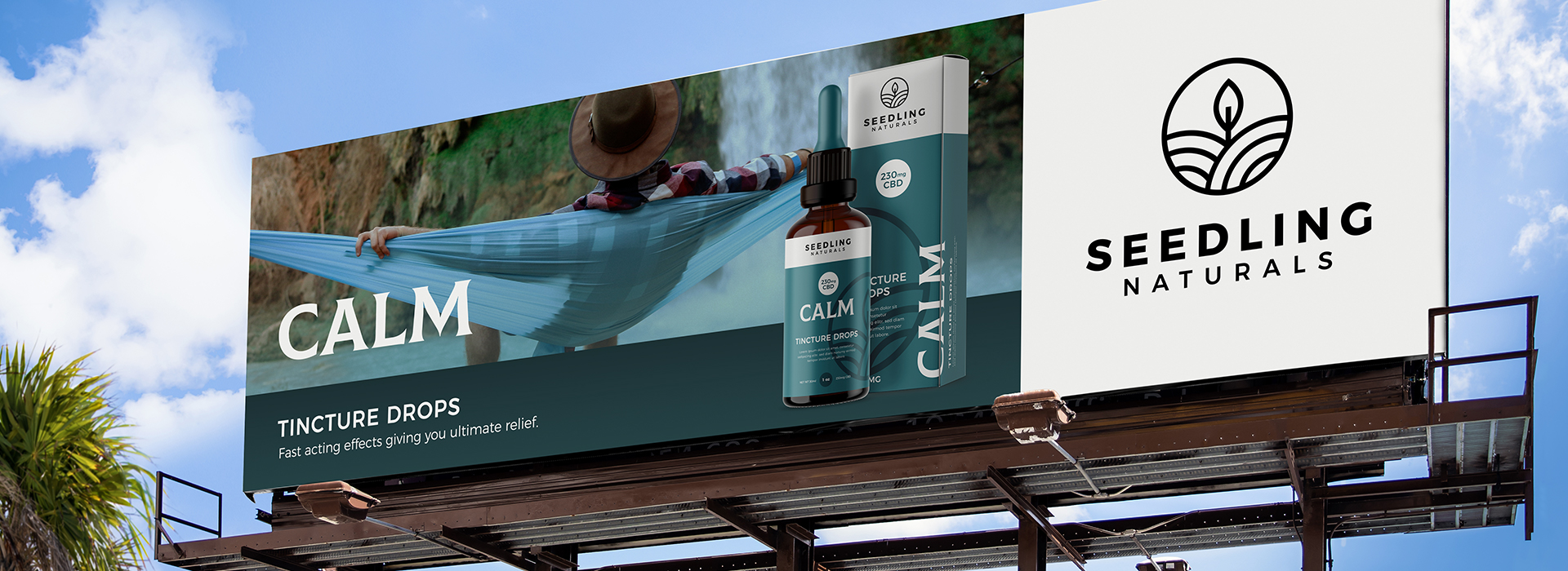 Outdoor advertising signage for cannabis beauty and personal care products